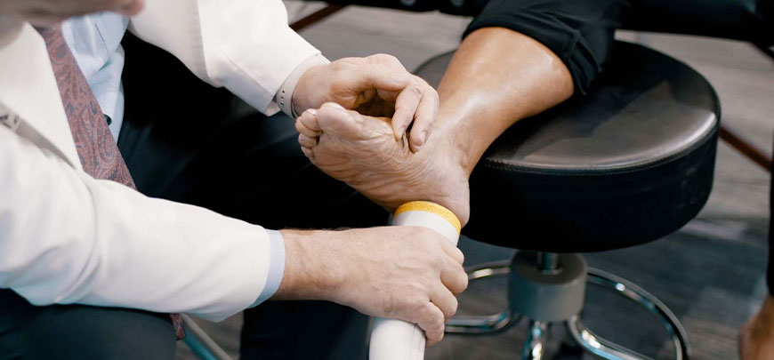 Patient receiving shock wave therapy in  Cupertino